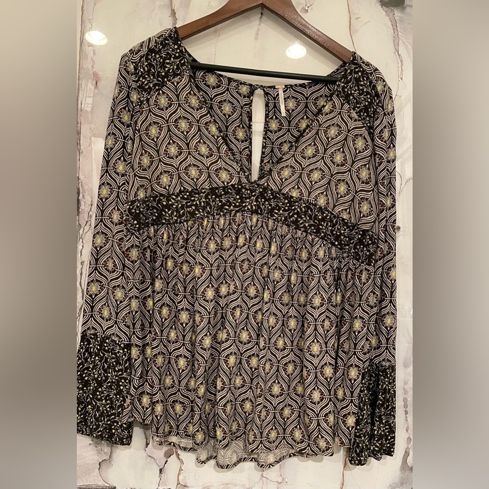 Free People Long Sleeve Blouse, Boho Size S